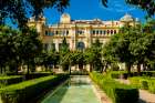 Fountain in Pedro Luis Alonso Gardensand the Malaga City Hall, Malaga, Spain. Art Print